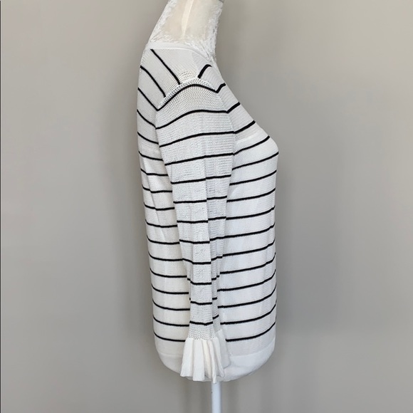 Cupcakes & Cashmere striped 3/4 ruffle sleeve top - Picture 3 of 8